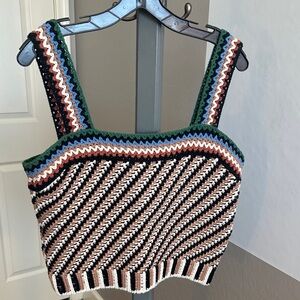 Veronica Beard Multicolor Crochet Tank Top M EUC